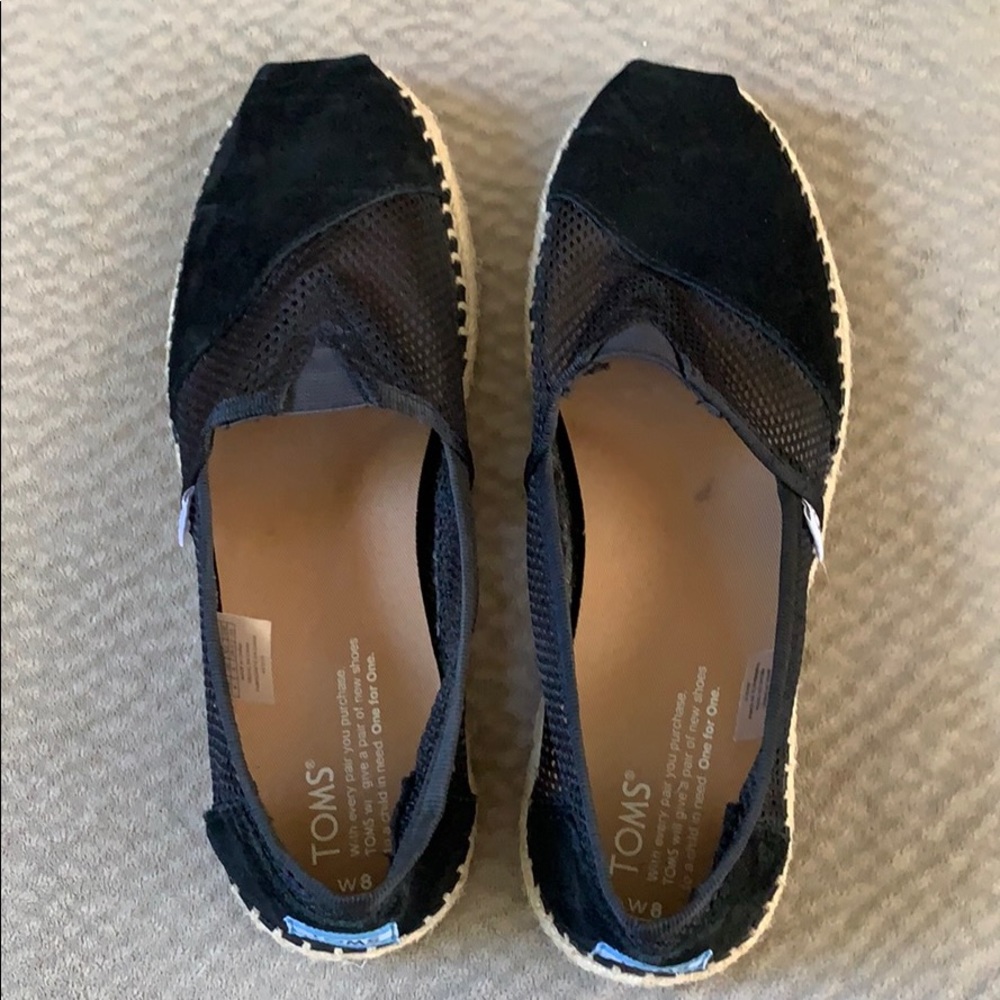 Toms shoes, black, worn once, size 8